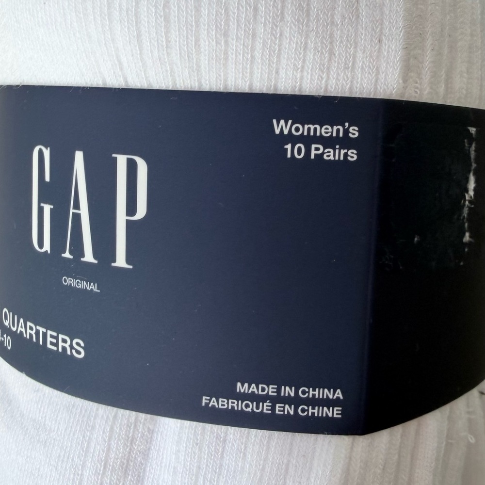 GAP White Cotton Quarter Socks - Pack of 10 - Picture 6 of 9